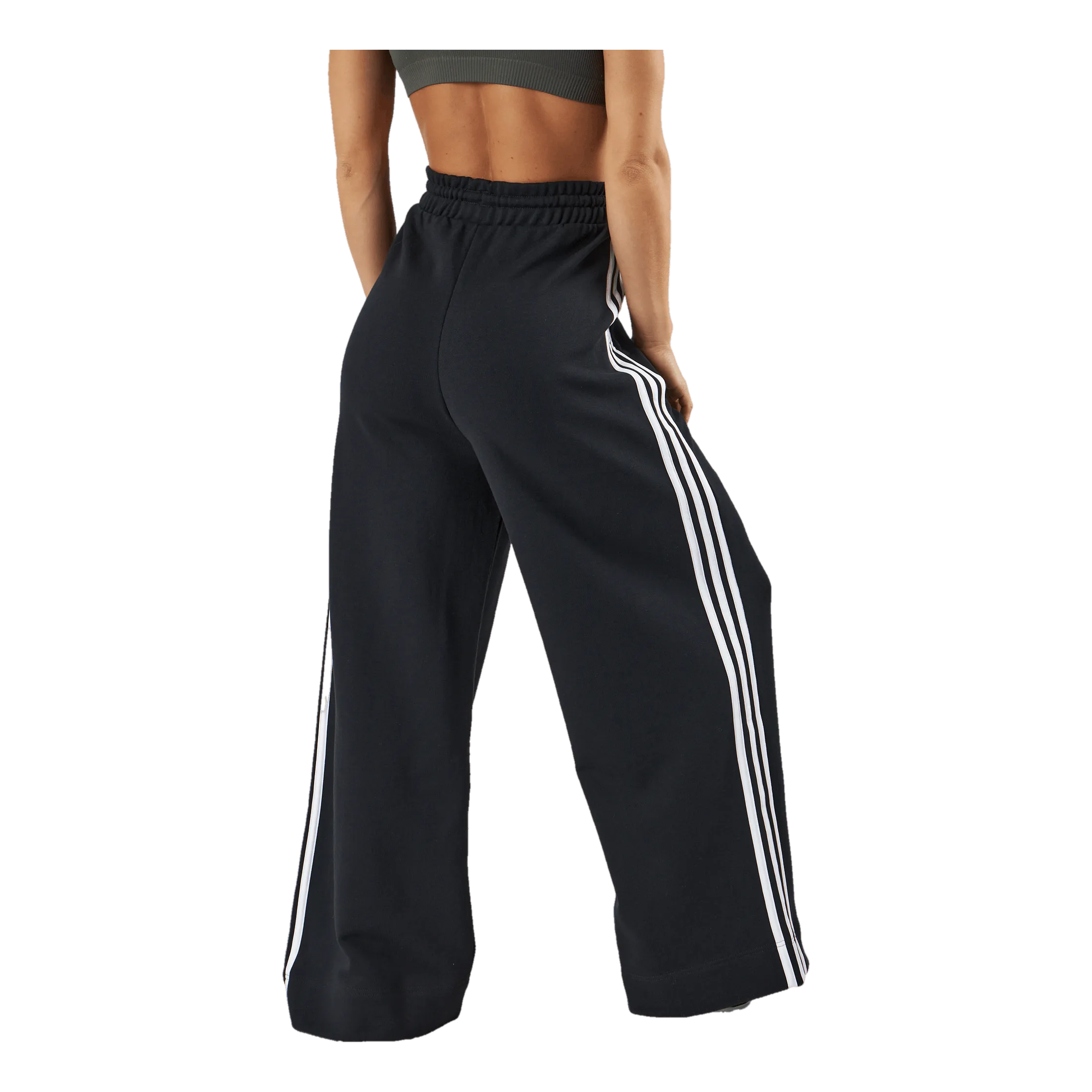 Adidas Essentials 3-Stripes French Terry Wide Joggers Black