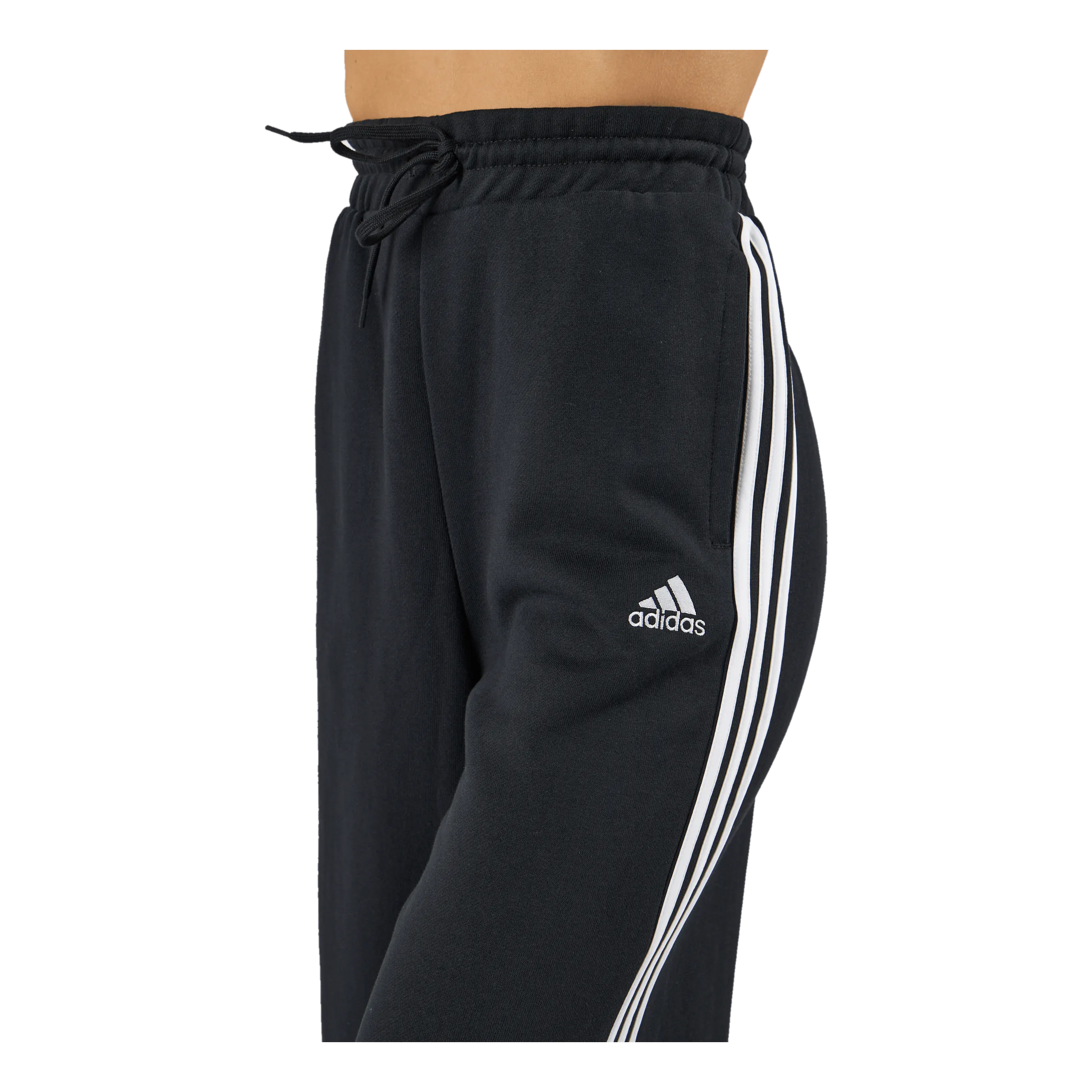 Adidas Essentials 3-Stripes French Terry Wide Joggers Black