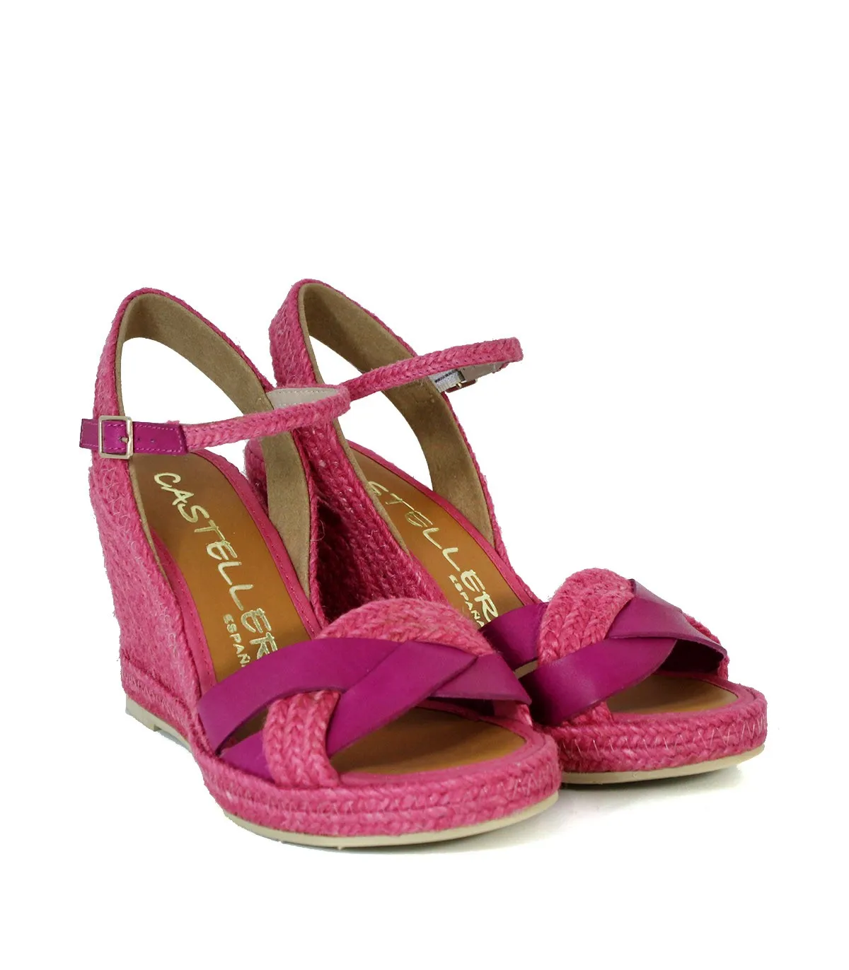 ALPARGATAS DE YUTE CON CUÑA CASTELLER 874 FUXIA