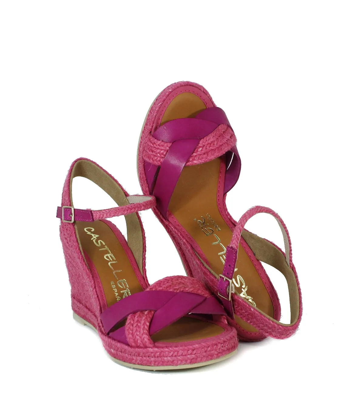 ALPARGATAS DE YUTE CON CUÑA CASTELLER 874 FUXIA