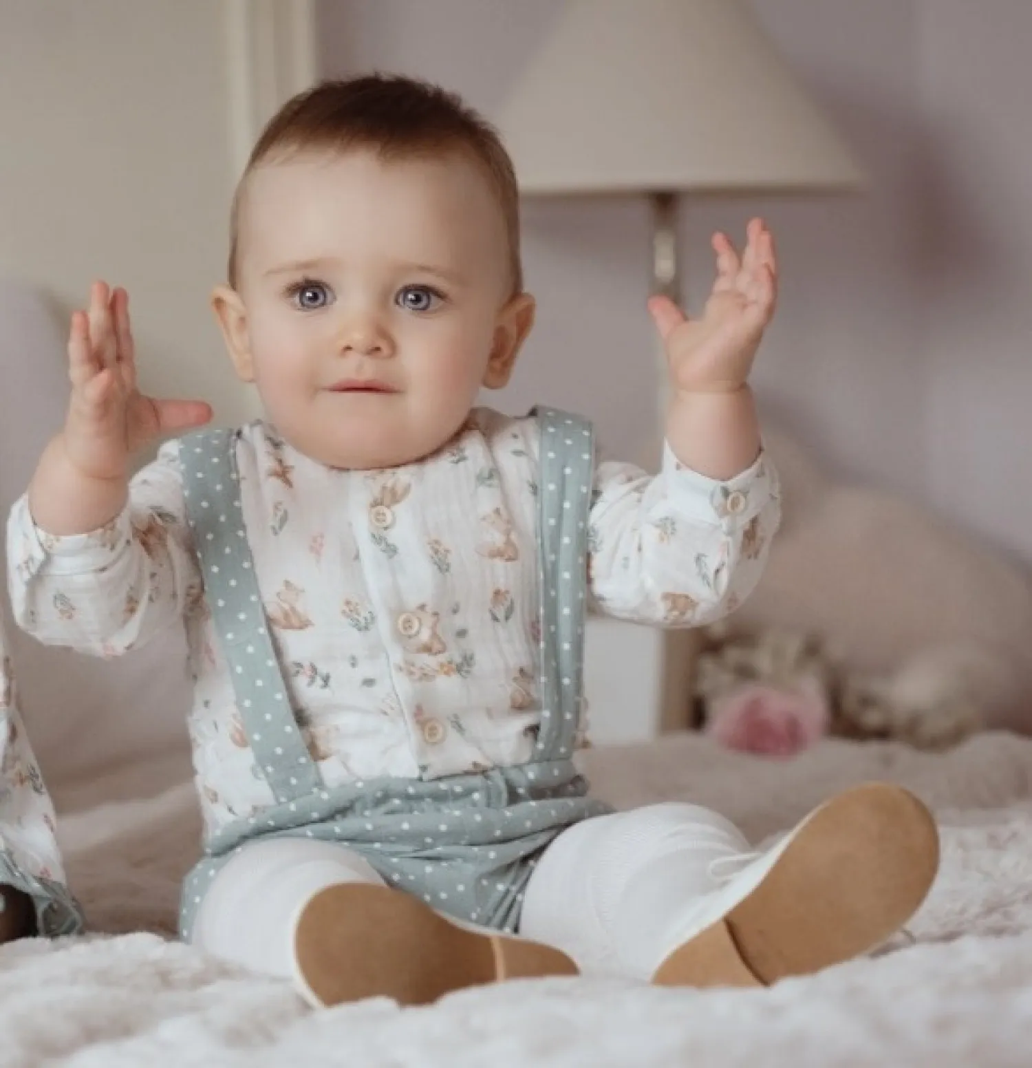 Baby boy set with little fox frog and blouse