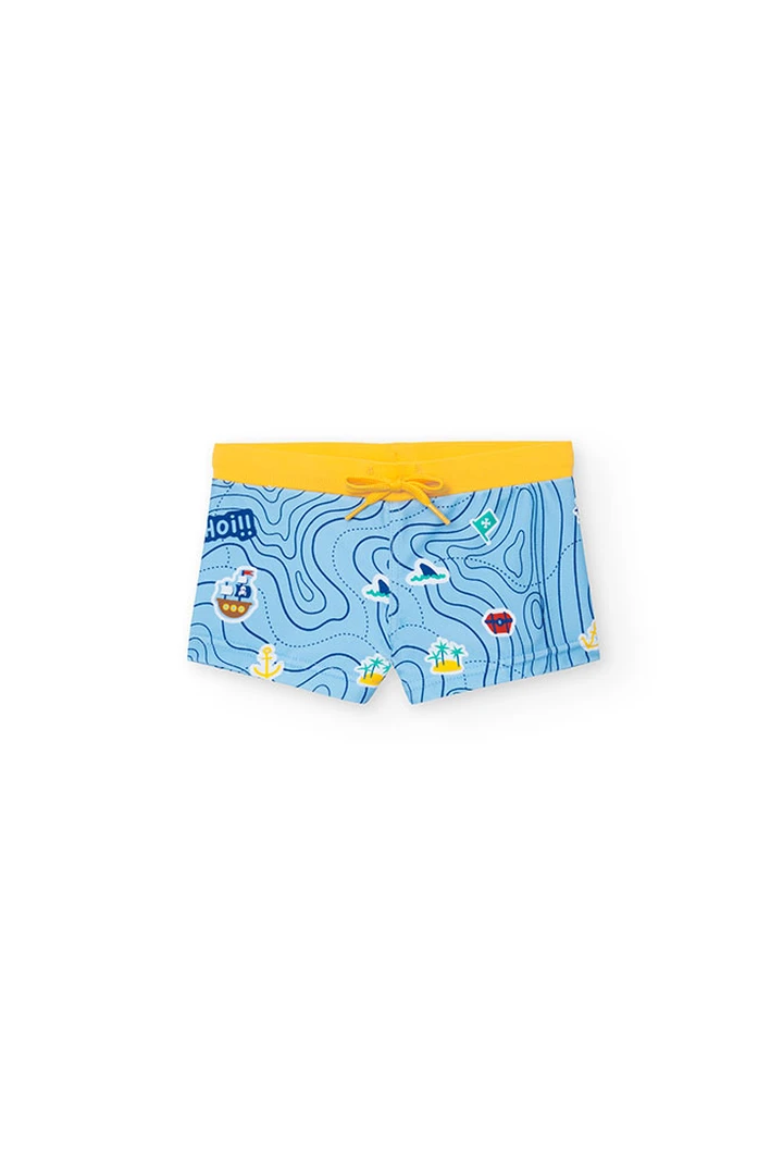 Bañador de poliamida estampado de bebé niño en color amarillo