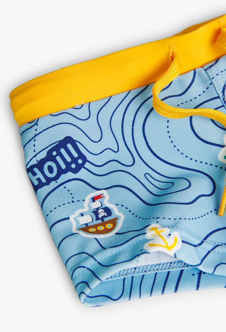 Bañador de poliamida estampado de bebé niño en color amarillo