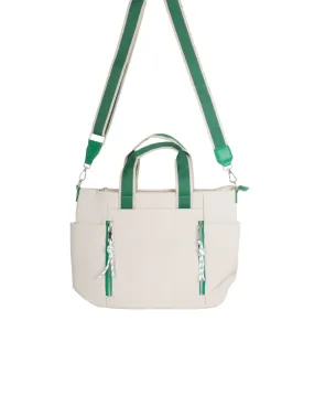 Bolso Shopper Nylon Beige Detalles Verde