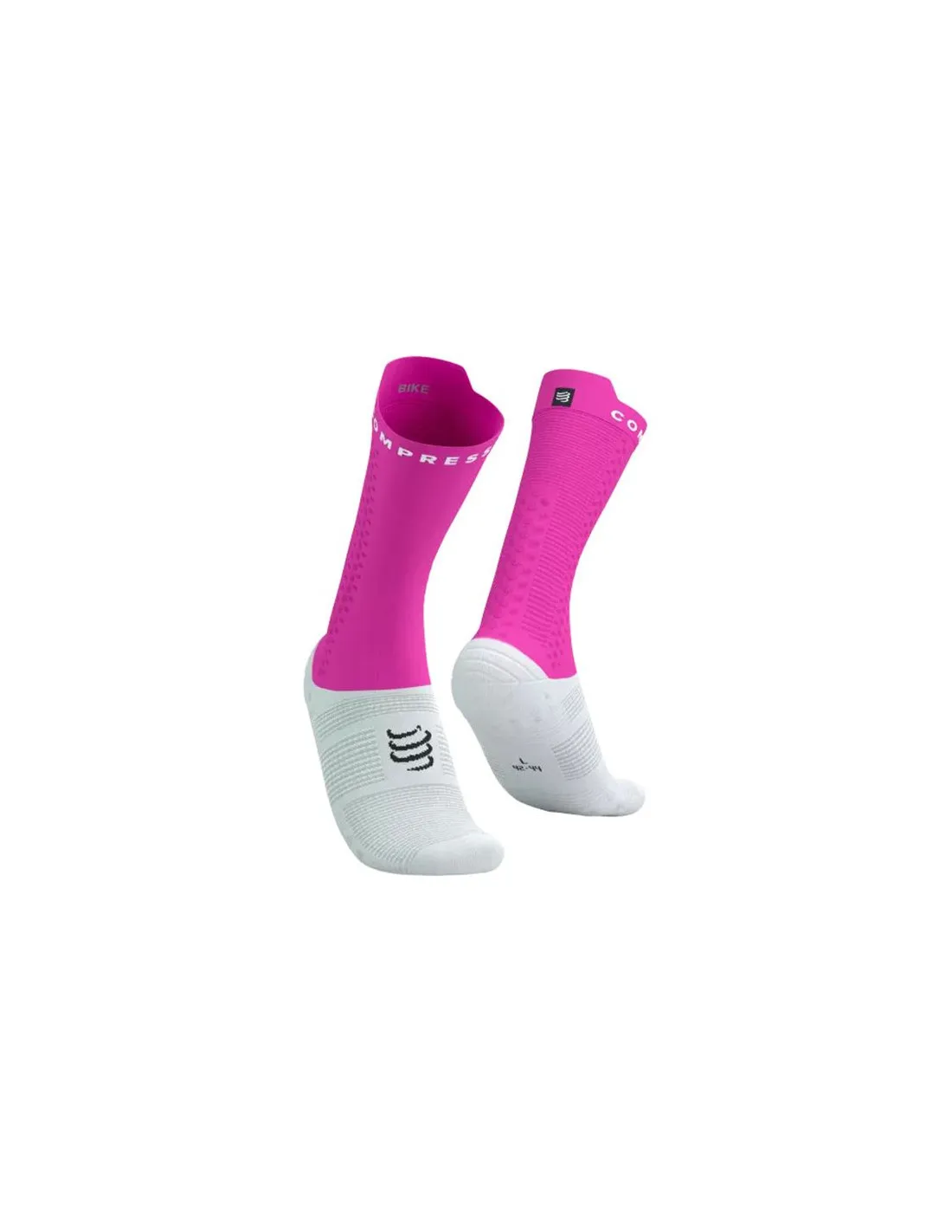 Calcetines de ciclismo Compressport Pro Racing v4.0 Bike Blanco/Rosa