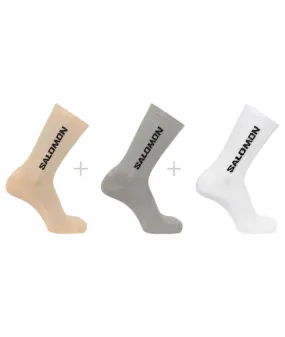 Calcetines de Fitness Salomon 3-Pack Blanco/Beige/Gris