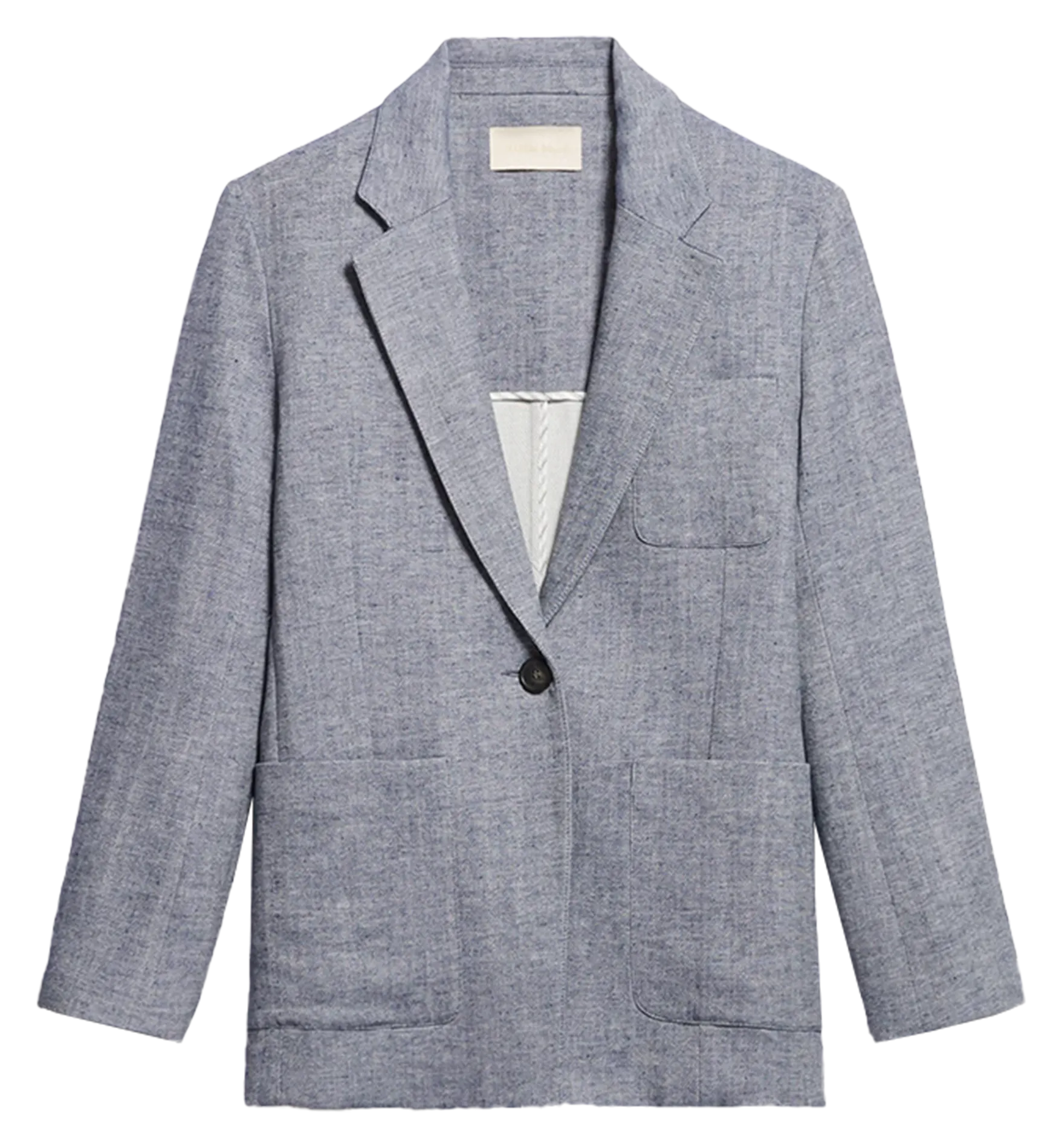 CALINE - Chaqueta de traje fluida de algodón y lino en azul