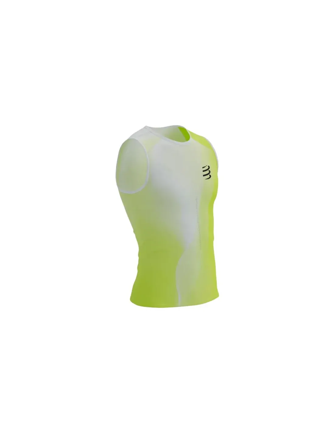 Camiseta de Running Compressport Performance Hombre Blanco/Amarillo