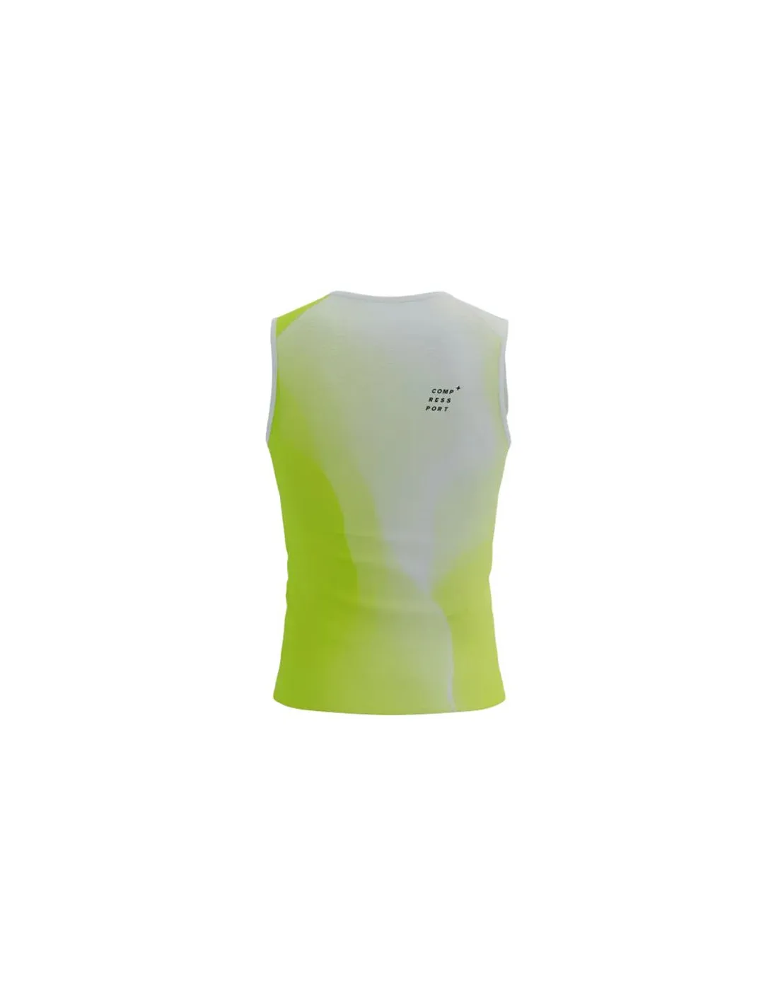 Camiseta de Running Compressport Performance Hombre Blanco/Amarillo