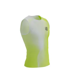 Camiseta de Running Compressport Performance Hombre Blanco/Amarillo