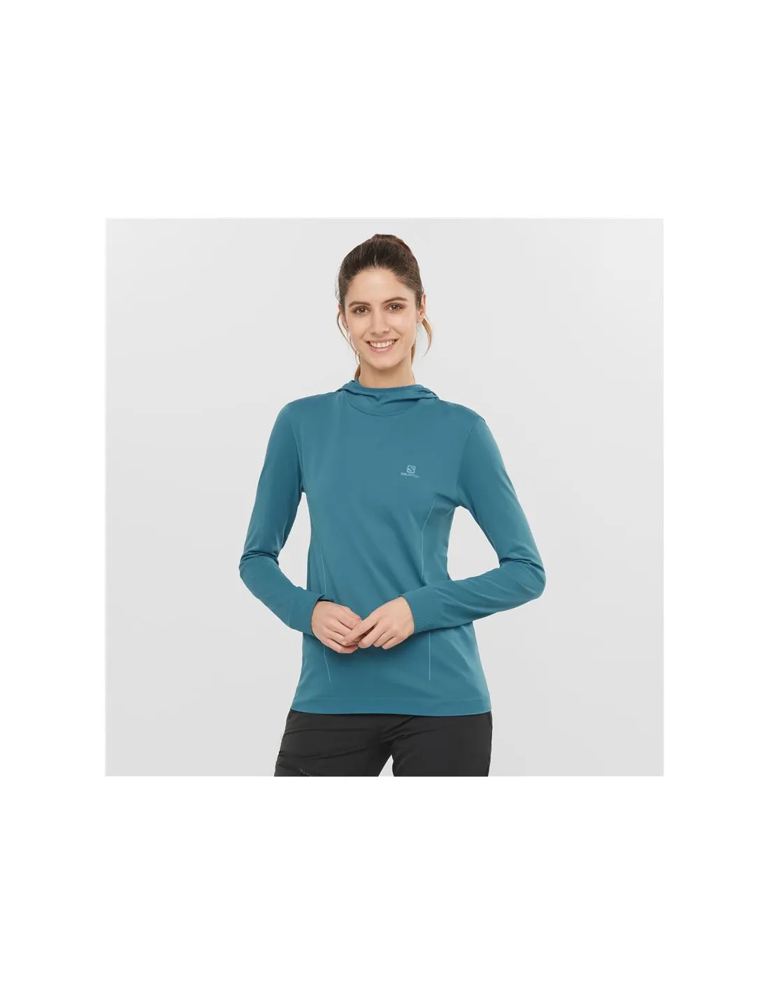 Camiseta de Running Salomon Comet Seamless Hoody Blue