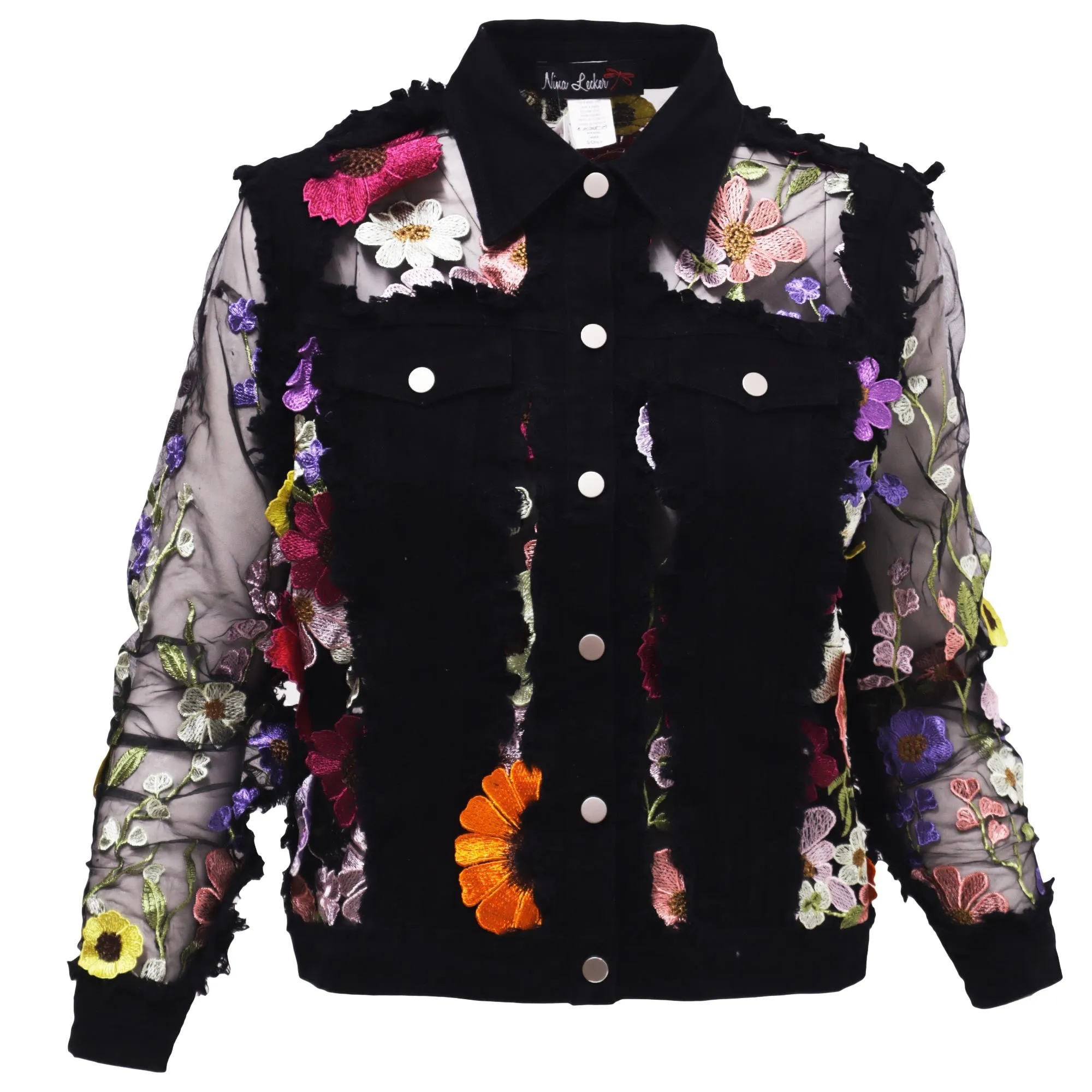 Chaqueta Casual de Mezclilla con Flores Nina Lecker 11488