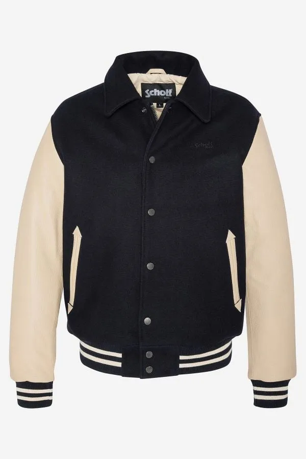 Chaqueta Hombre Schott Lc8705 Collar Navy / Beige