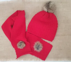 Conjunto Gorro+Bufanda Punto Sigar Pompón Pelo P130226