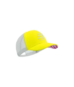 Gorra de Running Compressport Trucker Blanco/Amarillo