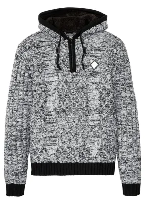 Jersey de capucha de corte ajustado Negro jaspeado