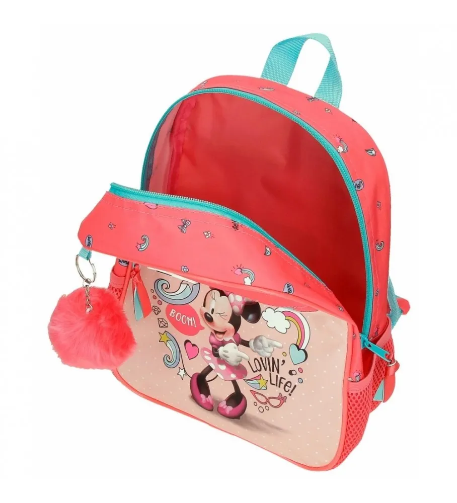 Mochila preescolar Minnie Lovin Life 28cm con carro rosa