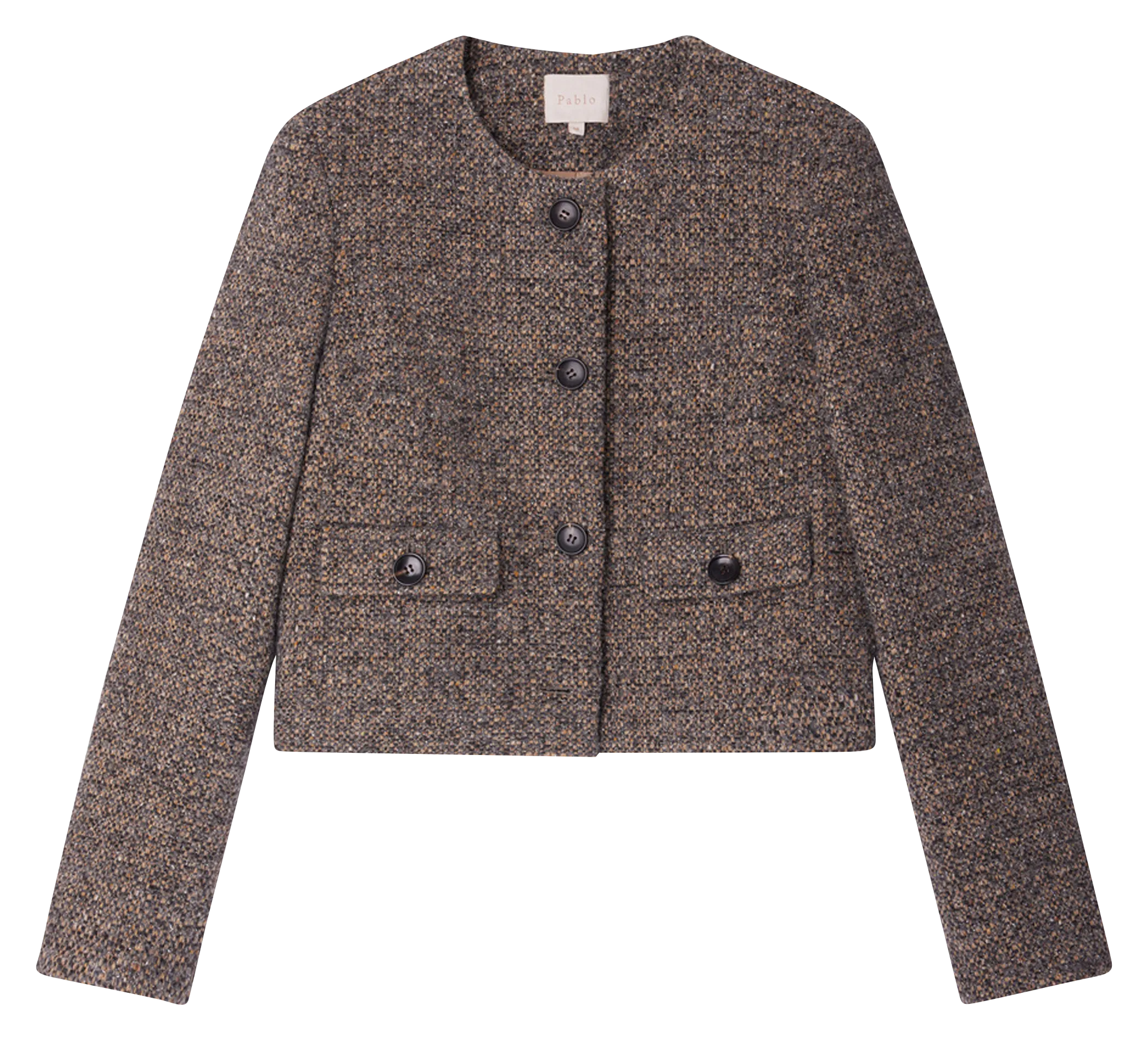 PABLO MARJANE - Chaqueta corta recta de tweed en gris