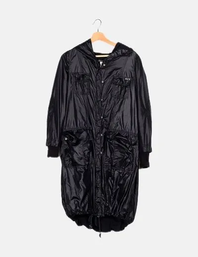 PATRIZIA PEPE Impermeable con capucha negro