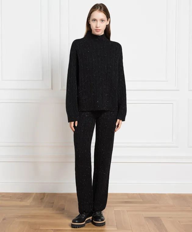 Peserico Black sweater with a textured pattern