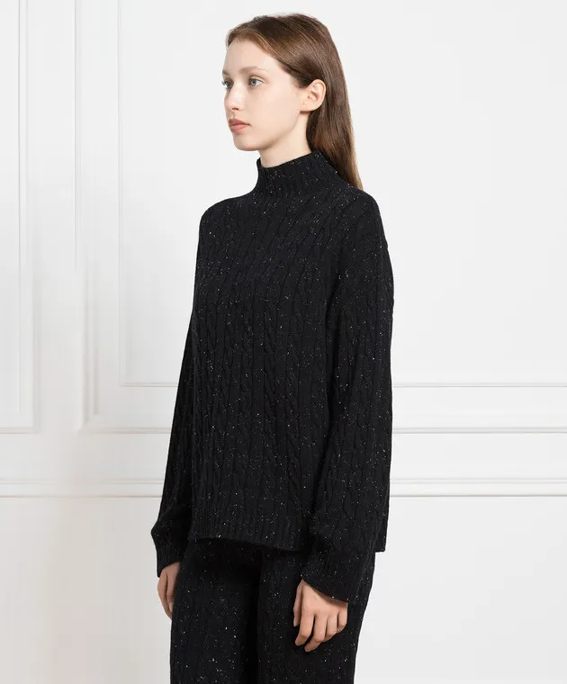 Peserico Black sweater with a textured pattern