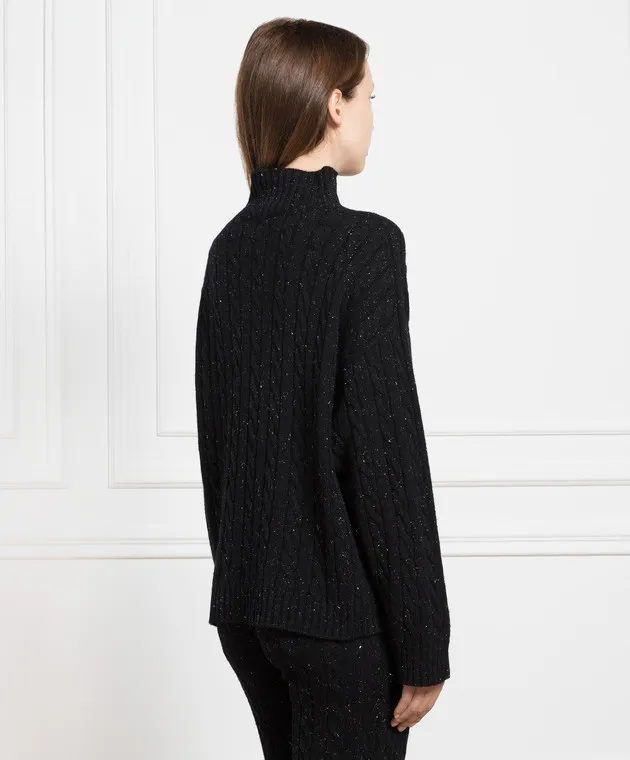 Peserico Black sweater with a textured pattern