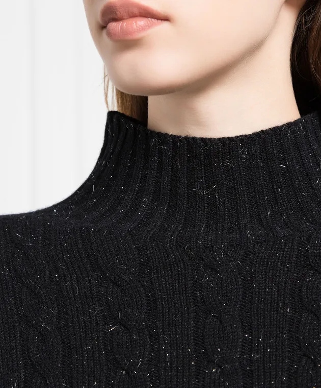 Peserico Black sweater with a textured pattern