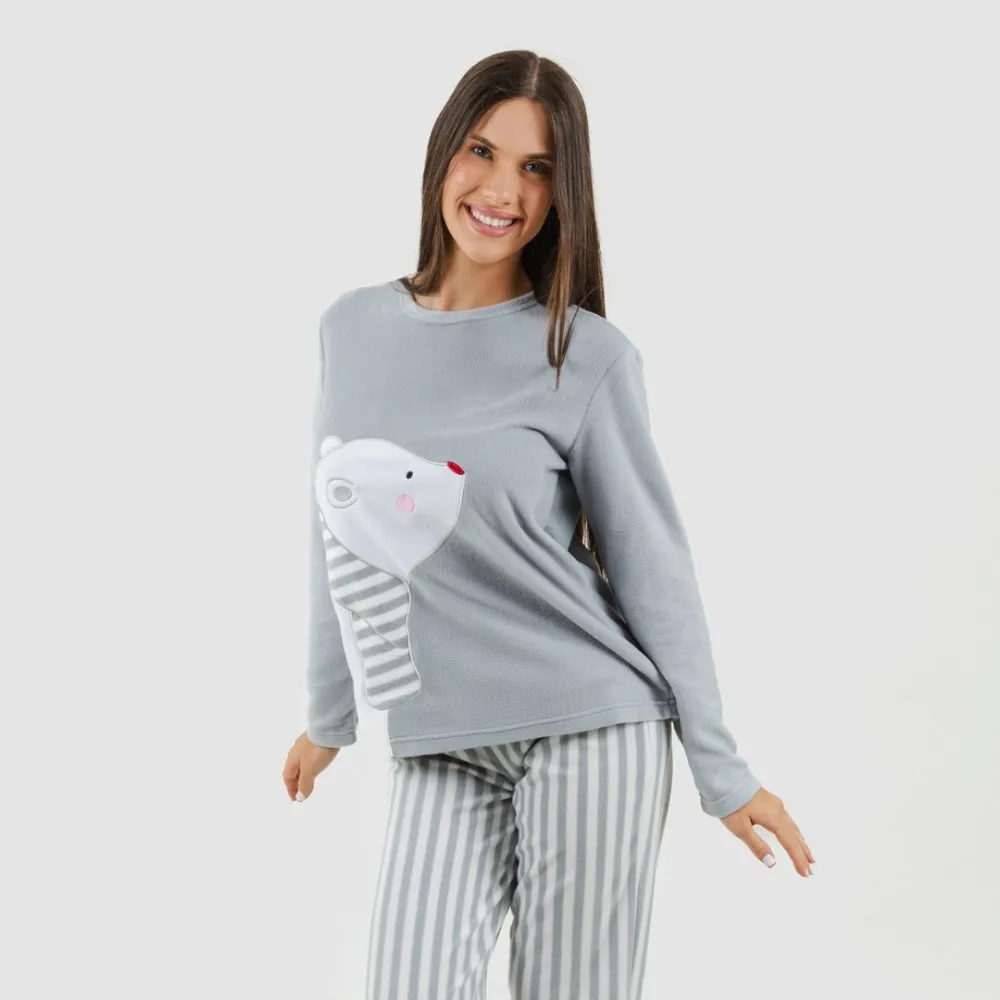 Pijama polar Oso polar gris plomo