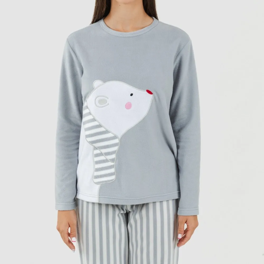 Pijama polar Oso polar gris plomo