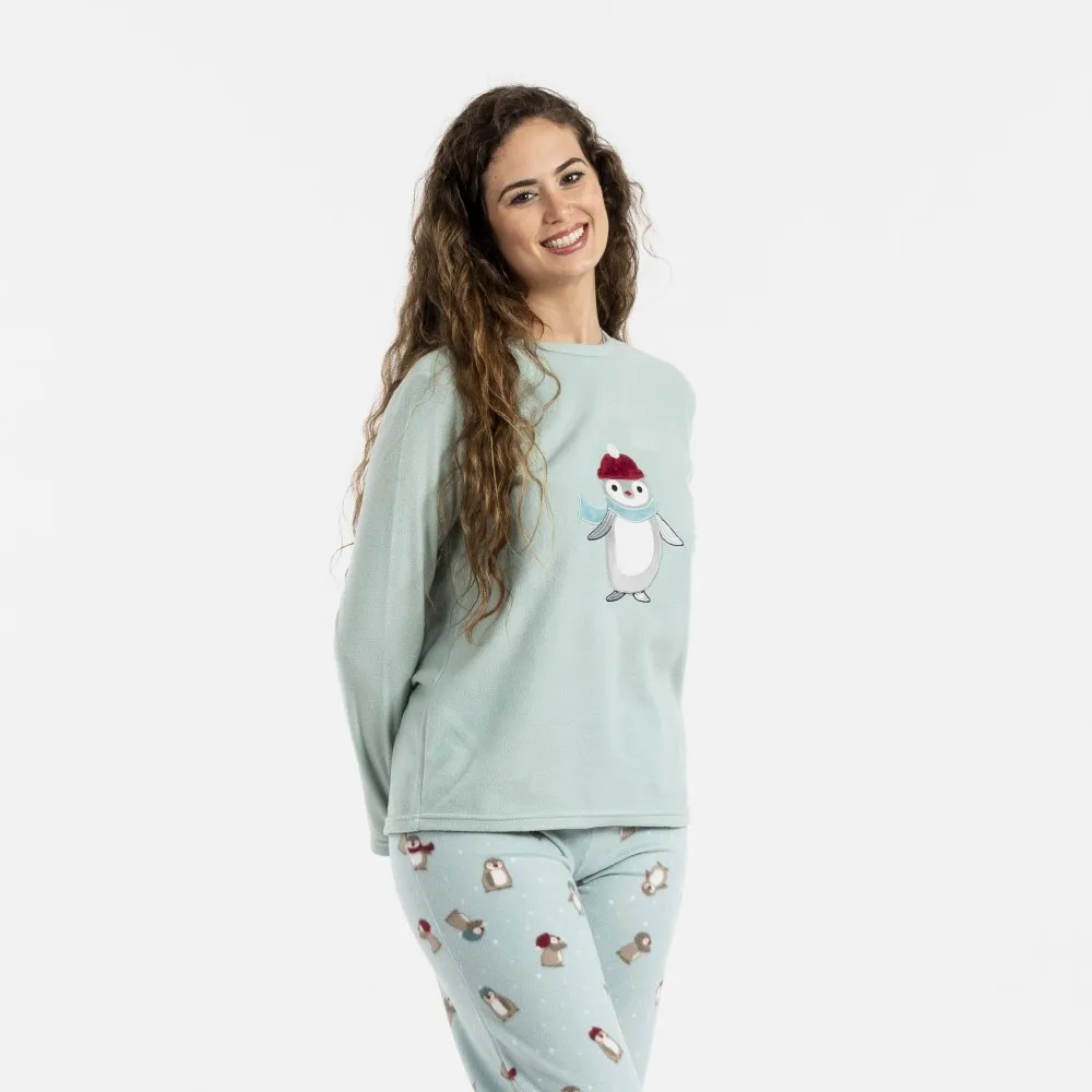 Pijama polar Pingu verde tiffany