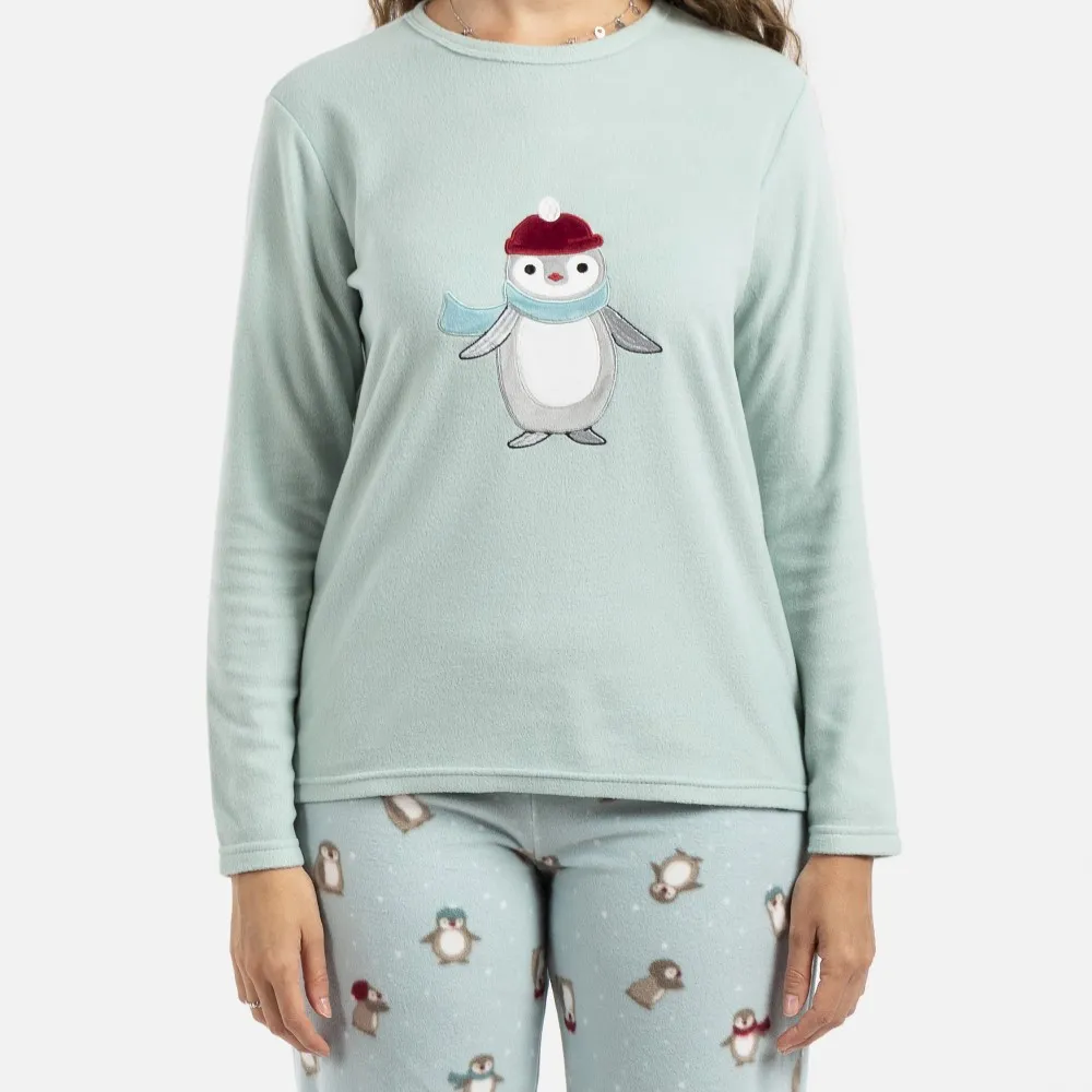 Pijama polar Pingu verde tiffany