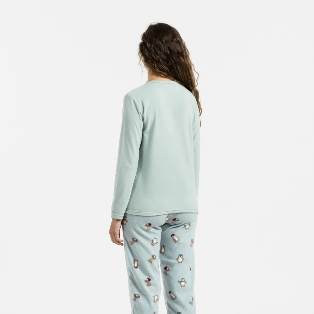 Pijama polar Pingu verde tiffany