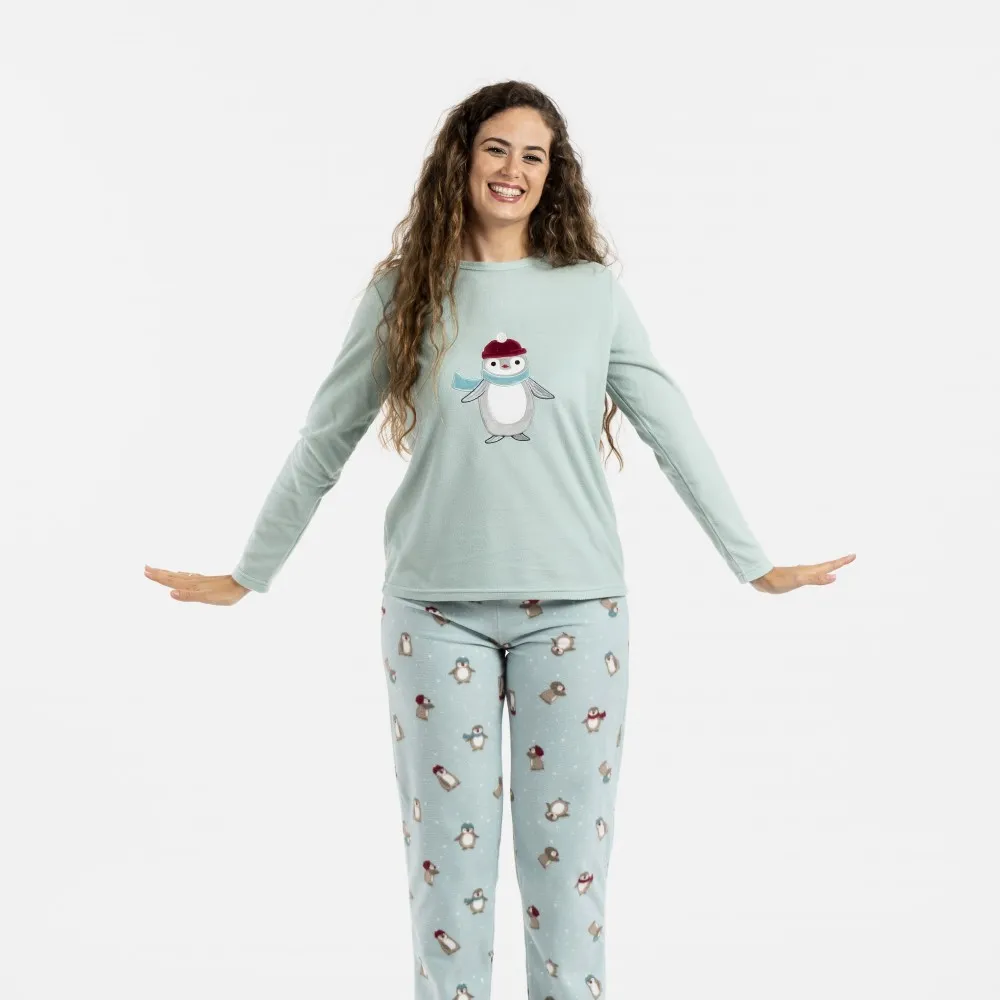 Pijama polar Pingu verde tiffany