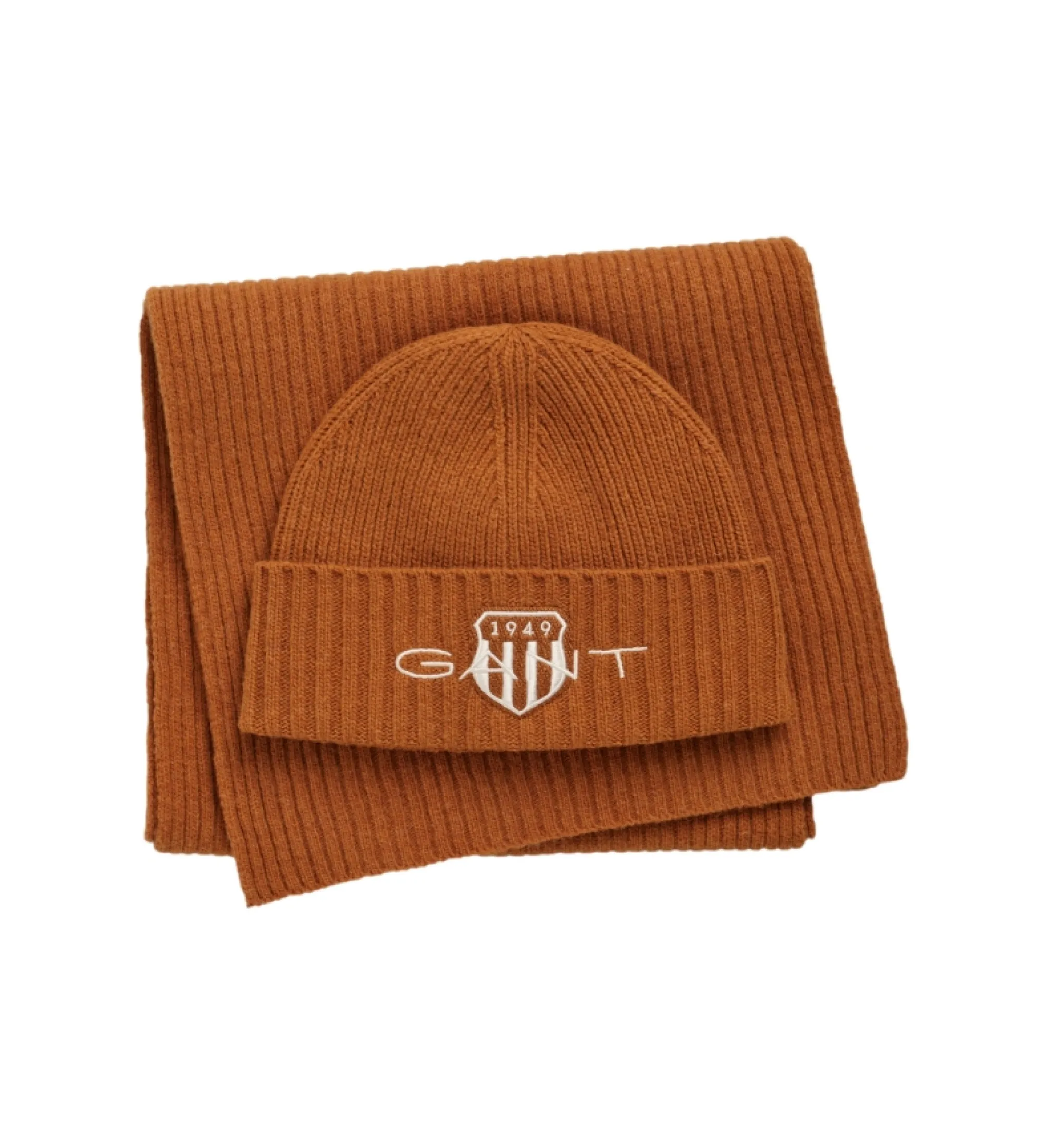 Set de regalo con gorro y bufanda naranja