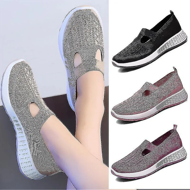 Suela suave transpirable Zapatos ortopédicos casuales Zapatos ortopédicos tejidos para mujer