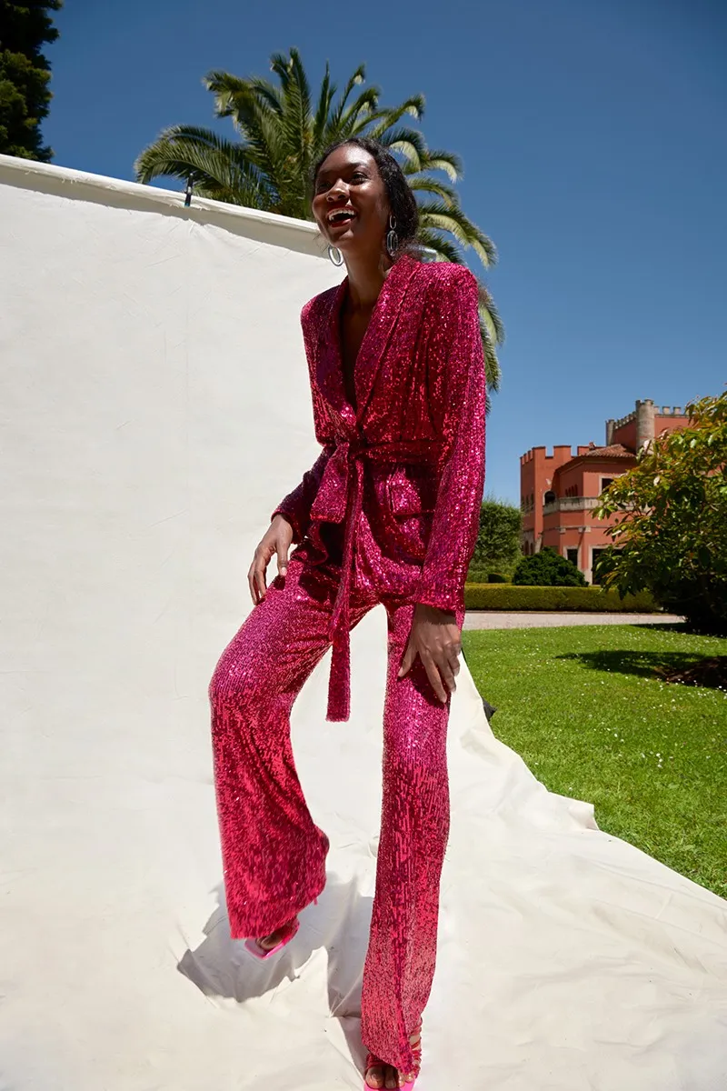 Traje  chaqueta lentejuelas rosa fuerte Ciudad Real