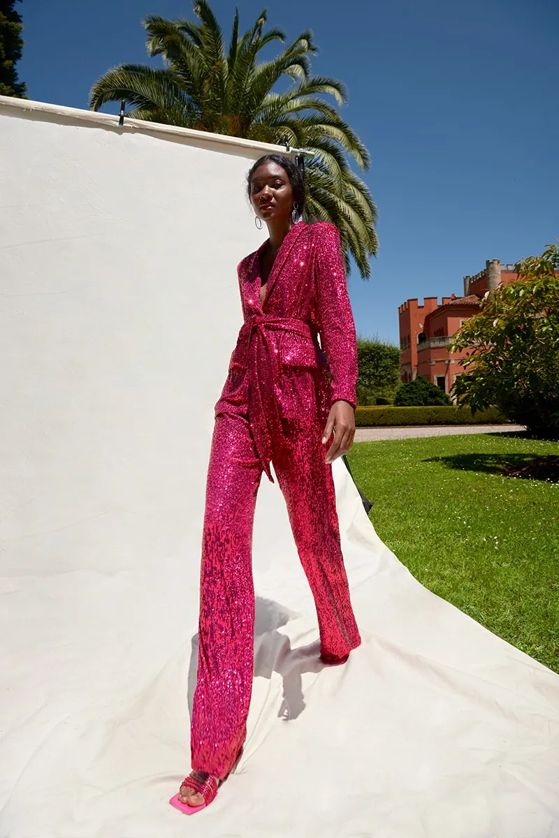 Traje  chaqueta lentejuelas rosa fuerte Ciudad Real