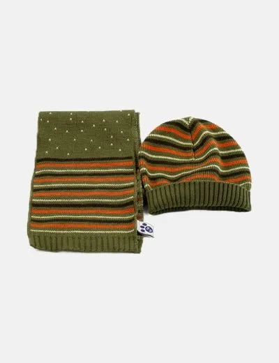 Tuc tuc Conjunto gorro y bufanda verde estampada