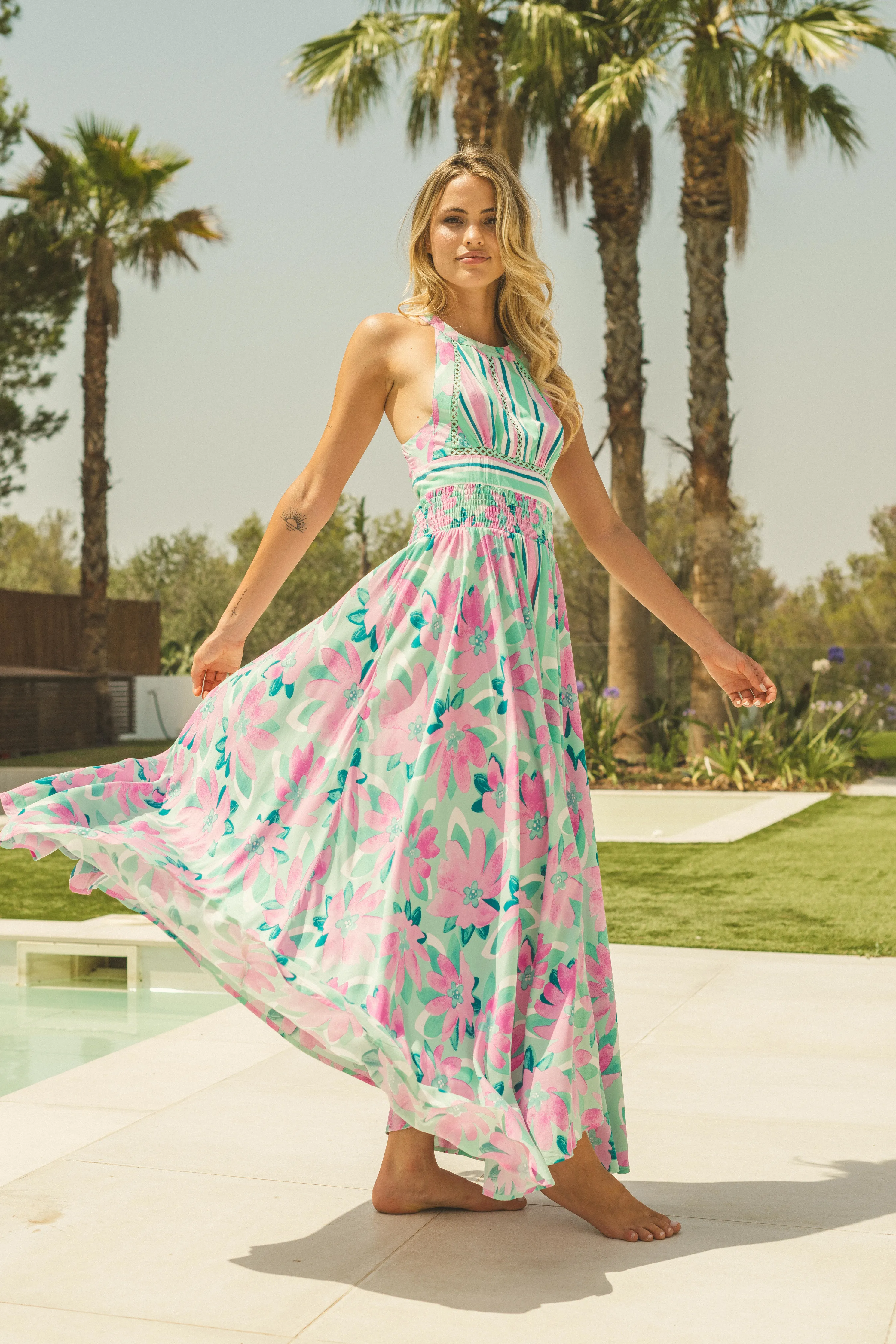 Vestido largo Petal Aqua endless