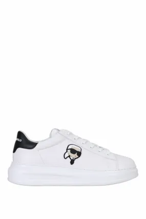 Zapatillas blancas de cuero kapri mens con detalle negro y minilogo karl en goma