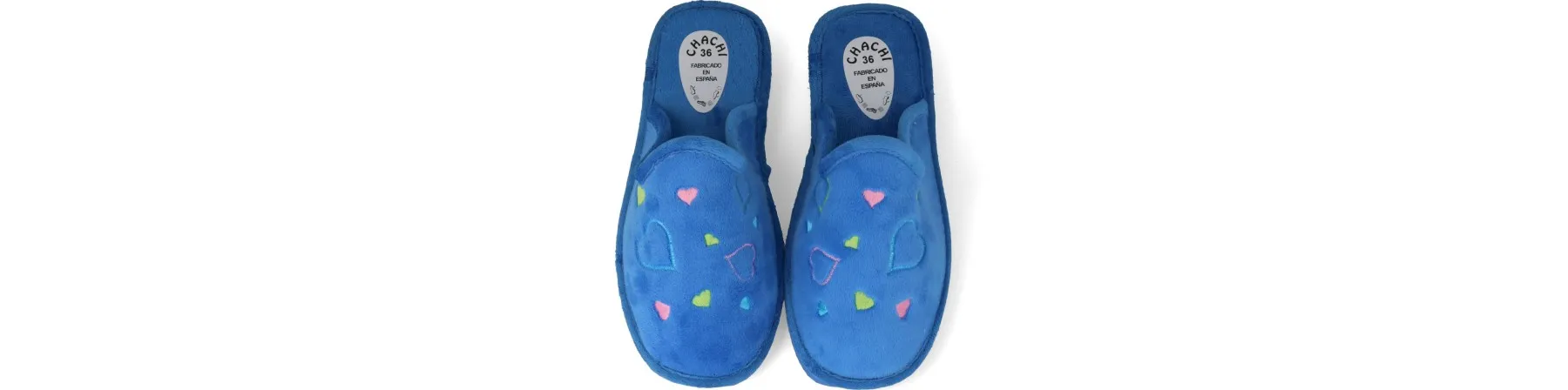 ZAPATILLAS DE CASA ABIERTA MUJER MOD. CORAZON AZUL