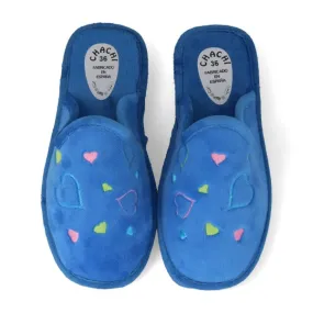 ZAPATILLAS DE CASA ABIERTA MUJER MOD. CORAZON AZUL