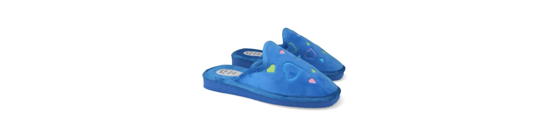 ZAPATILLAS DE CASA ABIERTA MUJER MOD. CORAZON AZUL