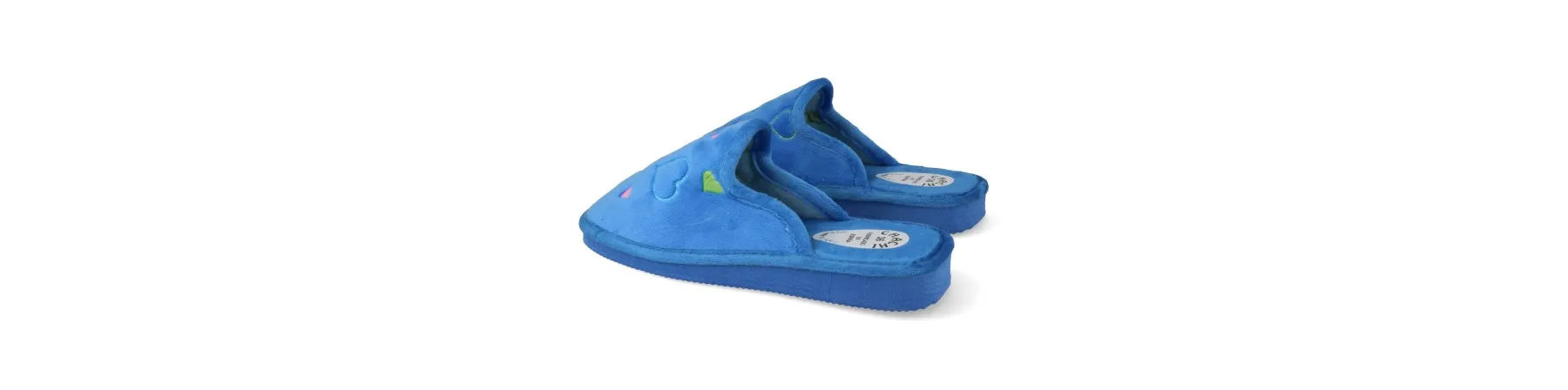 ZAPATILLAS DE CASA ABIERTA MUJER MOD. CORAZON AZUL