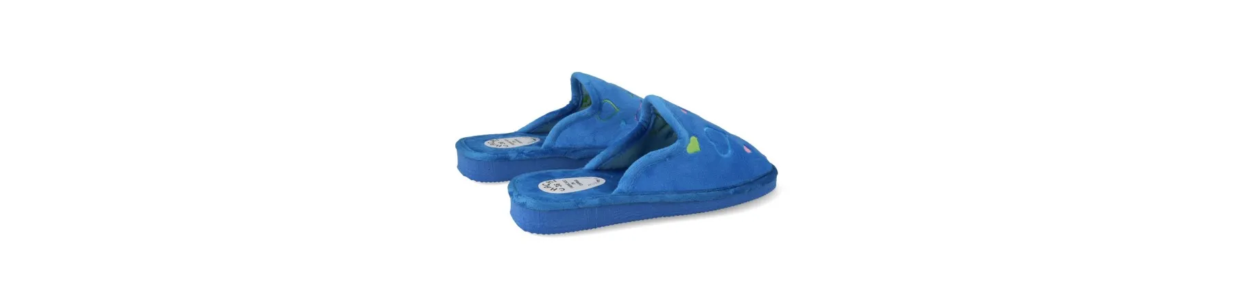 ZAPATILLAS DE CASA ABIERTA MUJER MOD. CORAZON AZUL